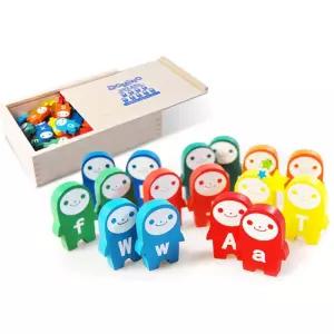 초등 영어교구 단어학습 알파벳퍼즐 원목 도미노놀이104p 유아용 소근육 컬러