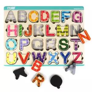 유아 알파벳 공부 교구 대문자 원목 자석시트 영어퍼즐 어린이블록 4살 소근육