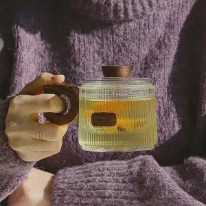 동그란 차우리는컵 다기잔 유리티머그 차거름망세트 내열유리컵 300ml