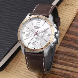 MTP-1374L-7A 스탠다드 아날로그 멀티기능 정장캐쥬얼 남자 가죽시계 d