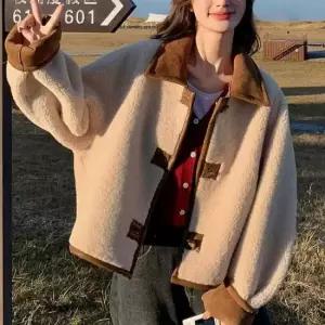 여성하프코트 여성 양털 하프코트 양면 점퍼 겨울 아우터