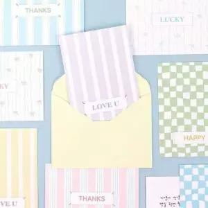[문구] 감성 패턴 미니 카드 세트 2P 생일초대 편지지 초대장