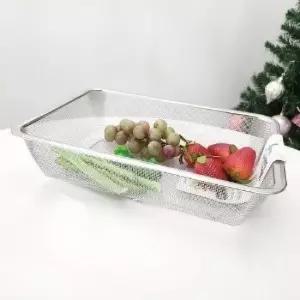 [생활] 사각 바구니 중A 1185/ 와이어 바스켓 과일 트레이 업소용