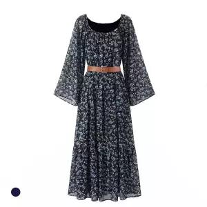 클라셰 블루플라워롱원피스+벨트+스카프3SET_B6S0276