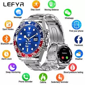 호환 하이 엔드 남성용 Smartwatch 스마트 시계 남성용 시계 LEFYR AW12 피트니스 블루투스 통화 음성 스틸