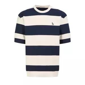헤지스 HAZZYS 네이비 스트라이프 면혼방 반팔티셔츠 WHTS5B509N2