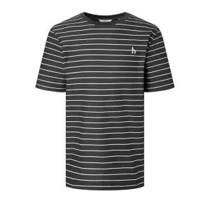 헤지스 HAZZYS 차콜그레이 스트라이프 면혼방 반팔티셔츠 WHTS5B505CG