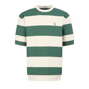 헤지스 HAZZYS 그린 스트라이프 면혼방 반팔티셔츠 WHTS5B509E2