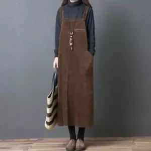 뷔스티에 올더스타일 멜빵 원피스 모조에스핀 루즈핏 코듀로이