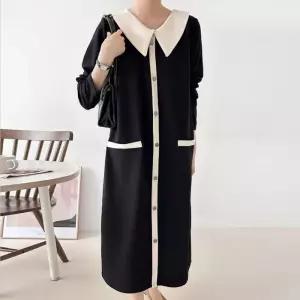 빅사이즈 603 배색삼각카라롱원피스 DBSX354