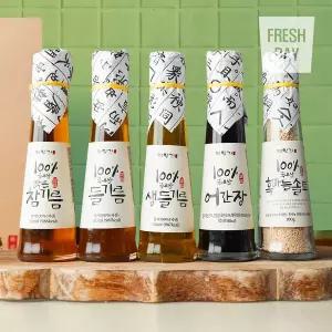 [프레시데이]국내산 옛향기 수제 5종 선물세트 (참기름 들기름 생들기름 어간장 흑마늘소금)