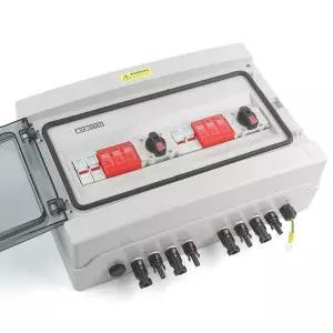 호환 1000V PV 결합기 2입력 2출력 IP65 방수 DC 퓨즈 절연 스위치 SPD 벽걸이형 방진 서지 번개 보호