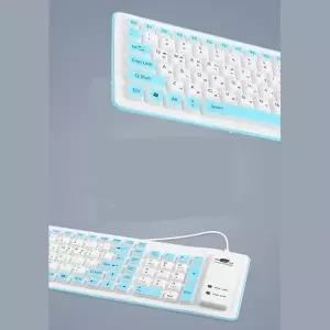 휴대용 870NUF68 롤 키보드 실리콘 방수 저소음 유선 화이트