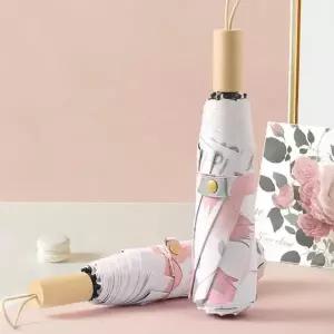 고급형 우드 손잡이 양산 우산 여름 암막 로즈 양우산 우산 자동