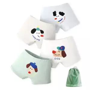 모자쓴 바둑이 남아 사각팬티 4매+더스트백(N200)