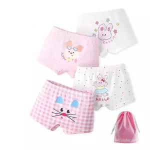 헬로우토끼 여아 사각팬티 4매+더스트백(N203)