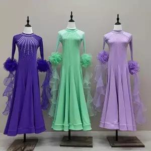 댄스복 방송 아이돌 무대 의상 발표회 2025년 모던 댄스 원피스 드레스 볼룸 여성 공연용 왈츠 댄스웨어