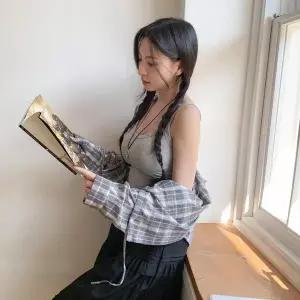 [신세계라이브쇼핑][옷자락] 여자 내추럴 데일리 루즈핏 박스 포켓 체크 셔츠