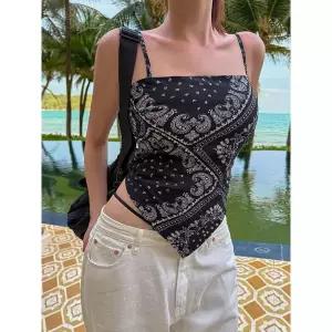 [비바럽]반다나 스카프 탑나시 TS20380F 오프숄더 페이즐리 끈 백리스 워터밤 페스티벌탑.._P418567555