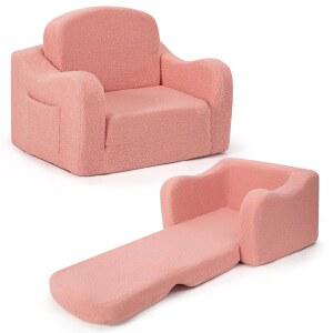 에어판다 편안한 용 의자 & , 용 2-in-1 소프트 소파 접이식, 1-3세 용 의자, 남녀 공용 러너로 전환 가능한 플러시 소파, 핑크