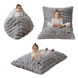 맥스요요 3 in 1 빈백 의자 침대, 게임용 바닥 소파, 독서용, 컨버터블 빈백 바닥 쿠션, 거실 침실용 세탁기 커버, 그레이