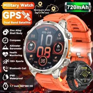 호환 LIGE 2026 신형 GPS 스마트워치 남성용 720mAh 배터리 IP68 방수 블루투스 통화 1.7인치 HD 스포츠 플