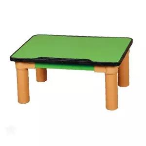 유치원 어린이집 영아용 사각 책상 녹색 상판 원목 다리 낮은 높이 안전 모서리
