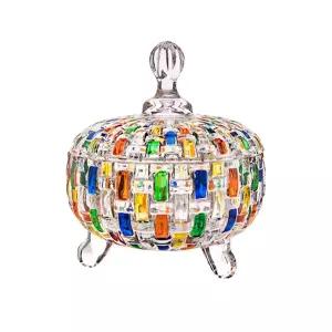 수정 화려한 대조 유리 크리스탈 용기 뚜껑이 창의적인