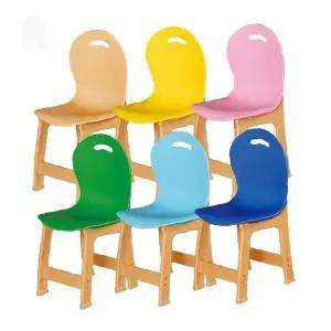 유치원 어린이집 교육 기관용 파스텔 컬러 등받이 의자 원목 다리 낮은 좌고 안전