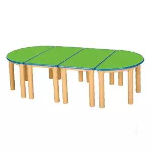 어린이집 원목다리 조립식 긴 타원형 활동 테이블 유치원 교실 단체 놀이 학습