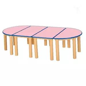 유치원 단체 활동 테이블 분홍 상판 원목 다리 조립식 확장형 책상 어린이 놀이