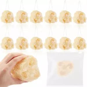 아셀레직 미니 내추럴 루파 스펀지 24개 여행용 파우치 12개 포함 2인치 싱글 랩 이집트 목욕 바디 페이스