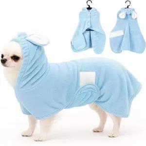 프나오바이 애완동물 목욕 가운 타월 개 고양이 건조 코트 흡수력이 뛰어난 귀여운 강아지 후드 로브 조절