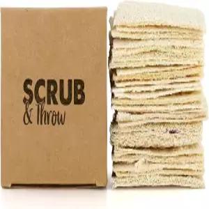 스크럽 앤 쓰로우 스펀지(30팩) 다목적 가정용 천연 수세미 스펀지 설거지 청소 생분해 긁힘 방지용