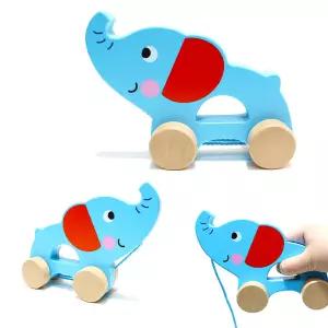 끌고다니는 걸음마 장난감 원목 코끼리