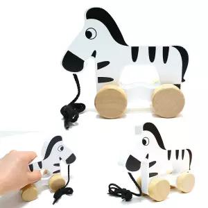 끌고다니는 걸음마 장난감 원목 얼룩말