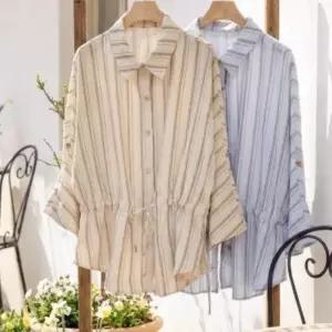 [다잇템] 여자 빅사이즈 벨티드 마원단 단가라 셔츠_24615461_588872