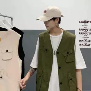 베스트 룩 남자 간절기 데이트 조끼 여름 야상 캐주얼 단추