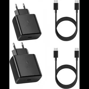 호환 USB-C 고속 충전기 전원 어댑터 C타입 S24 S23 S22 S21 울트라 노트 A73 A54 A53 태블릿 15 45W 2 팩