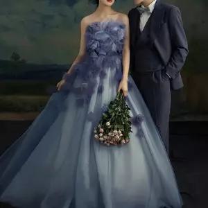 드레스 교복몰 블루퍼플 빈티지 셀프웨딩 컨셉사진