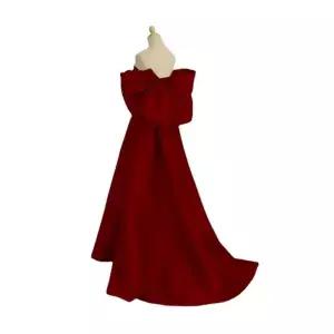 레드 드레스 빨간 스튜디오 유색 셀프 퍼프 촬영