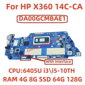 HP X360 14CT-CA 14C-CA14-CA 노트북 마더보드용 DA00GCMBAE1 6405U i3-10110U RAM 4G 8G SSD 128G 100% 테