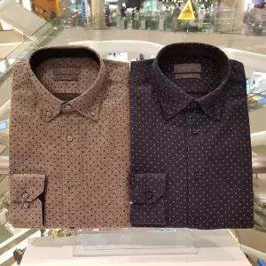 [란체티](하남점) 기모 도트 프린트 슬림핏 긴소매 셔츠 2종 LRW1020