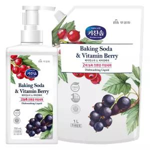 키친솝 베이킹소다 비타민베리 친환경 주방세제(용기750ml + 리필1L)