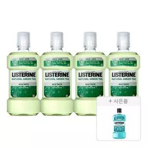 리스테린액 내추럴 그린티 마일드, 750ml, 4개 + 쿨민트, 500ml, 1개