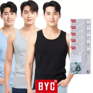 BYC 남성 런닝 5매 순면 단색 남자 나시 검정색 블루 파랑색 색깔 메리야스 셔츠 빅사이즈 5S_BYE1004