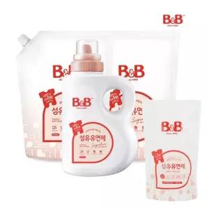 [증정] 비앤비 유아 섬유유연제 자스민향 1500ml 용기형 1입+리필형 2입+800ml증정