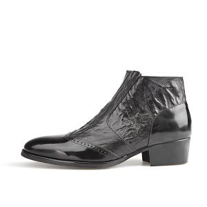 보닌 천연소가죽 링클 콤비 보아털 윙팁 부츠 CSE229BK