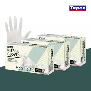 니트릴장갑 테이팩스 식품인증 100매 소형 화이트/니트릴/장갑/라텍스/위생/일회용/요리/미용/식품용/고무