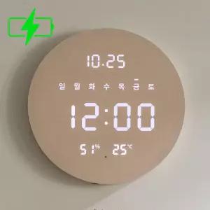 플라이토 무선 루나 데이 온습도 LED 벽시계 29cm / 포토상품평